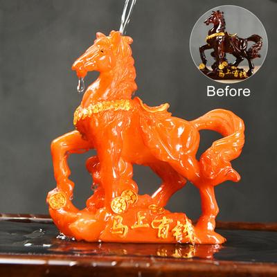 Horse Tea Pet Sculpture Resin Color-Changing Horse Ornament High Temperatures Money Symbol Base Home Decor for Tea Ceremony Wealth Display