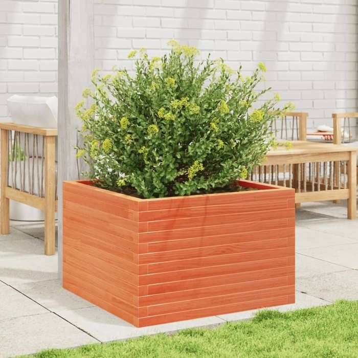 VidaXL Jardinière cire marron 70x70x45,5 cm bois de pin massif, jardinière d'extérieur, bac à fleurs, boîte à plantes, 847255
