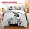 Lenjerie de pat cu model Lionel Messi Decorațiuni pentru casă Cadou de ziua de naștere (1 * husă de pilotă + 2 * fețe de pernă, fără miez),merchandise pentru fani.