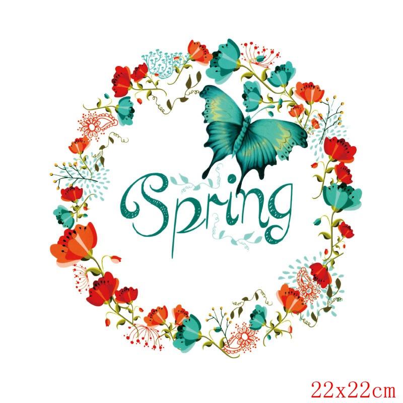 Flower Patch Thermo Sticker On Clothes Patches For T-Shirt Iron On Transfer For Clothing Letters Stripe Applique Thermal Decor