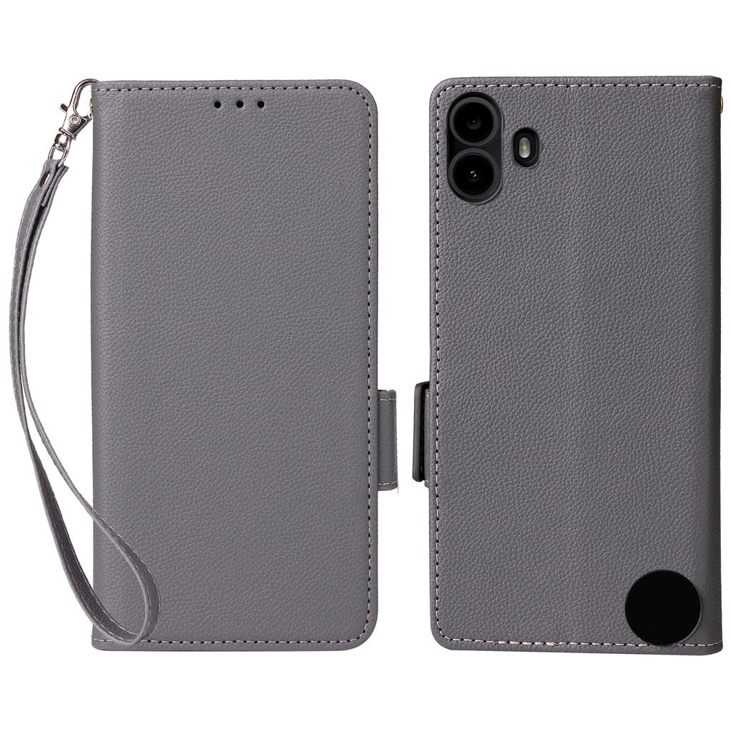 For Nothing CMF Phone 1 Case with Wrist Strap Litchi Texture PU Leather Wallet Phone Cover