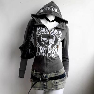 European and American Fashion Autumn and Winter Zipper Long Sleeved Letter Printed Men's and Women's Hoodie