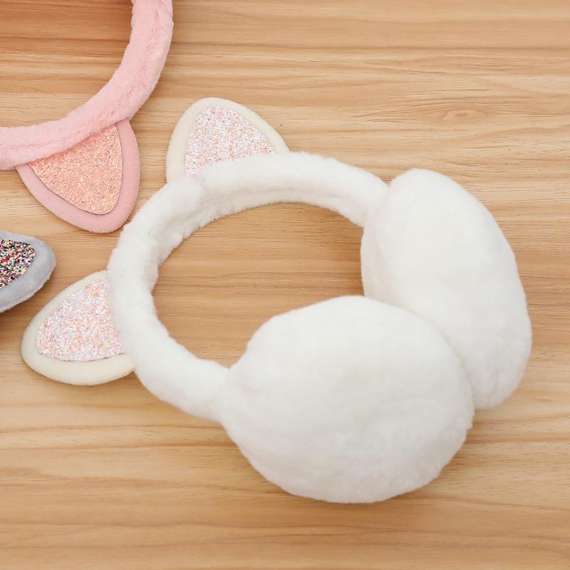 Playful Girls Ear Muffs Cold Protection Warm Hot Lovely Winter Warm Cat Ear Warmers Glitter Ears Plush Earmuffs for Women EZr02