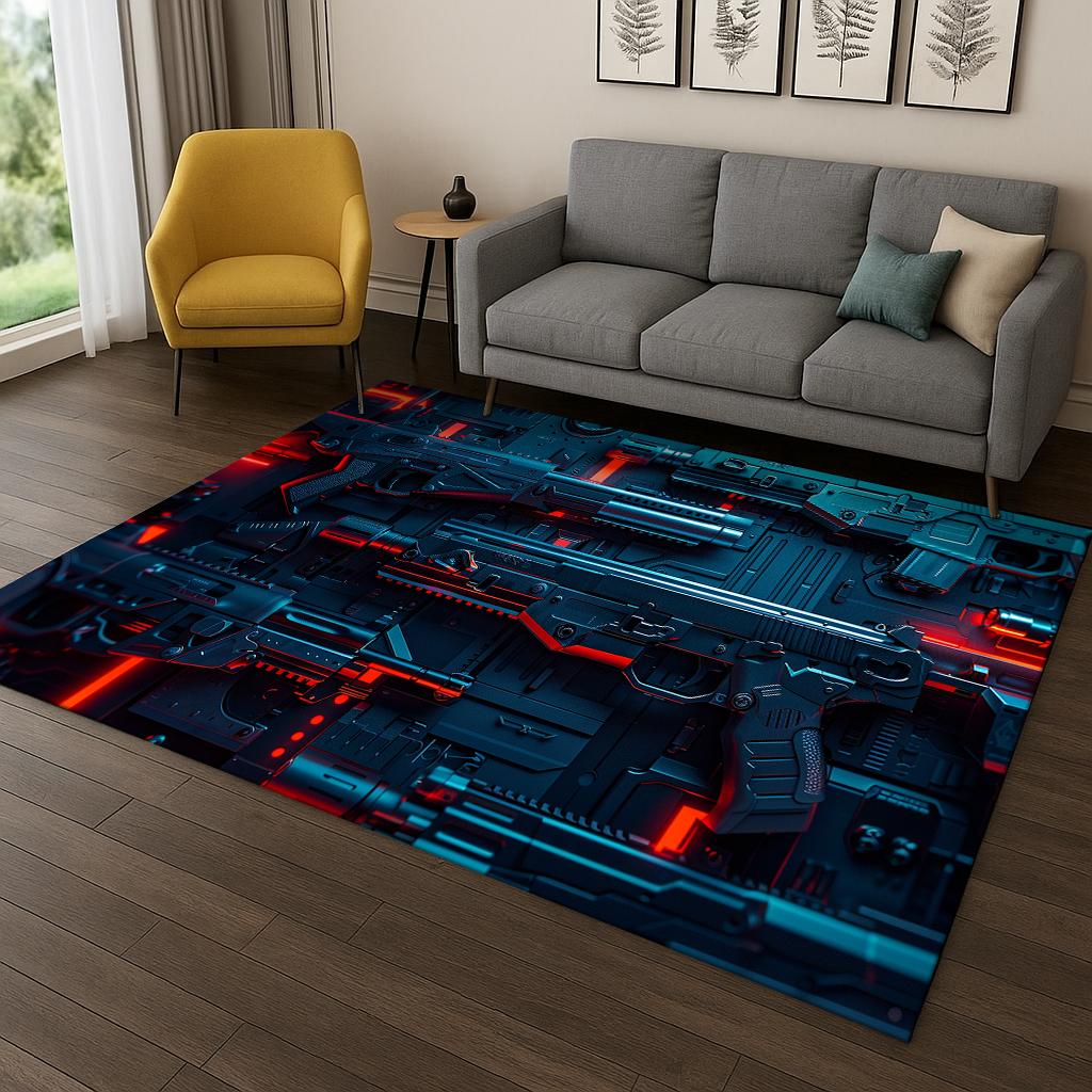 Military Guns Firearms Set Carpet Rug Mat for Home Bedroom Living Room Sofa Doormat Kitchen Decor,Kid Play Non-slip Area Rug