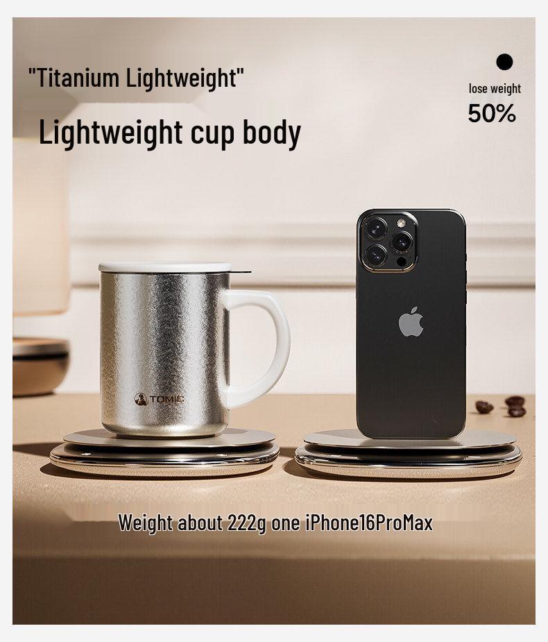 TeMeiKe Pure Titanium Mug with Lid - High-Quality Thermos for Coffee, Beer, or Water