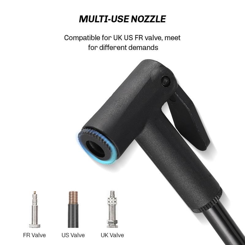 RION Bicycle Pump Portable Aluminum Bike Pumps UK FR US Valve Inflator Mountain Road Bike Accessories Lightweight Multi-function