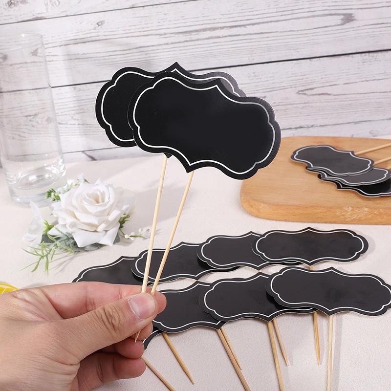 24Pcs Mini Chalkboard Cupcake Topper Food Buffet Label Signs Dessert Cake Topper Toothpick Wedding Party Christmas Decorations