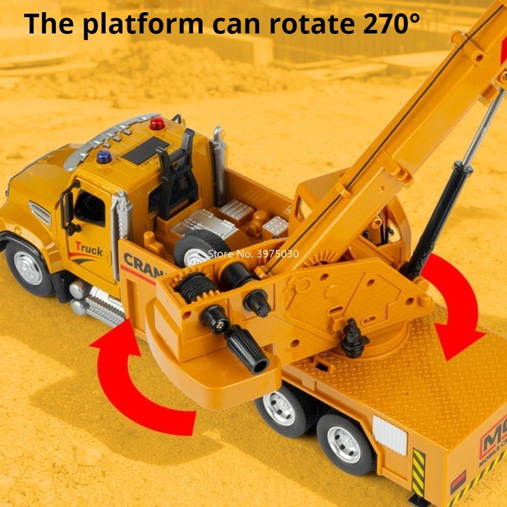 Large Concrete Excavator Crane Mixer Truck Transport Vehicle Sound Light Doors Opened Miniature Engineering Vehicle for Kid Gift dymfu11