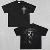 Jesus Christus Kreuz Dornenkrone Christliches T-Shirt Streetwear Grafik-Tee Top