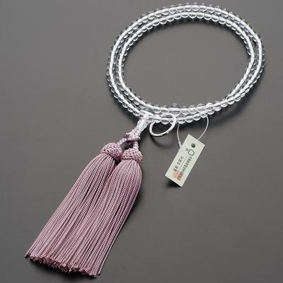 Obchod s buddhistickými oltáři Takita Shoten Buddhistické růžence, Soto Zen Zen Buddhistické formální růžence [Pro ženy], Pravý křišťál, 8 palců, Hedvábný střapec,