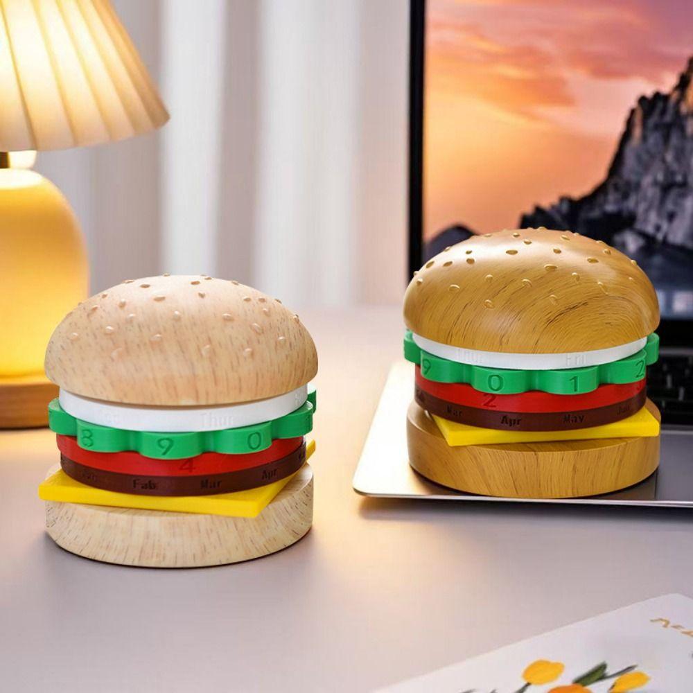 

Reusable Hamburger Perpetual Calendar Creative Fun Burger Table Ornament Desk Decoration Style 3
