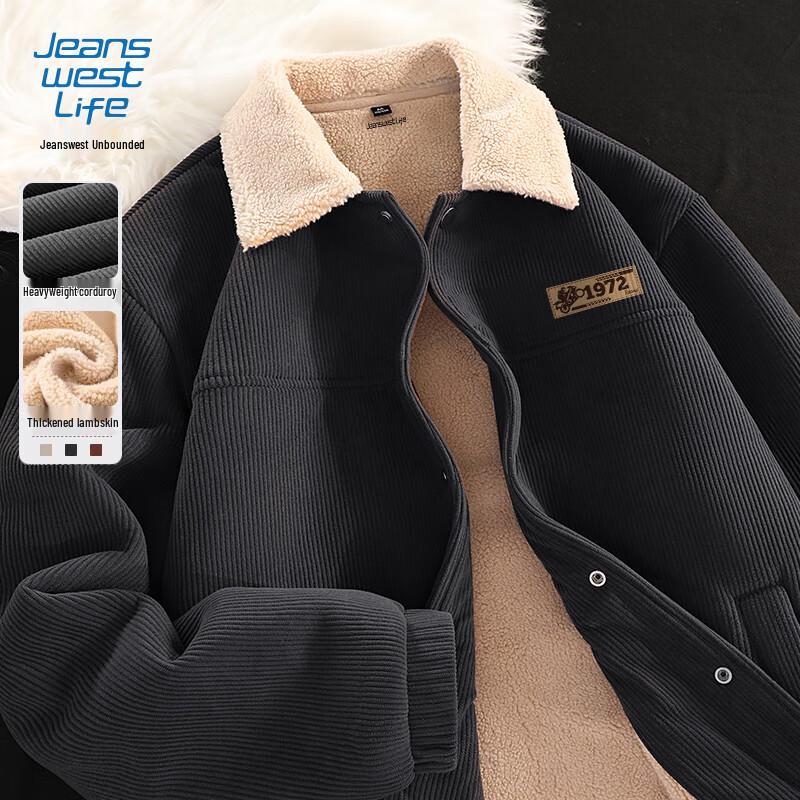 JEANSWEST LIFE Men's Corduroy Fleece Lined Jacket