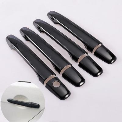 For Peugeot 4007 2007-2012 Glossy Black Carbon Fiber Chrome Car Door Handle Cover Trim Sticker Styling Auto