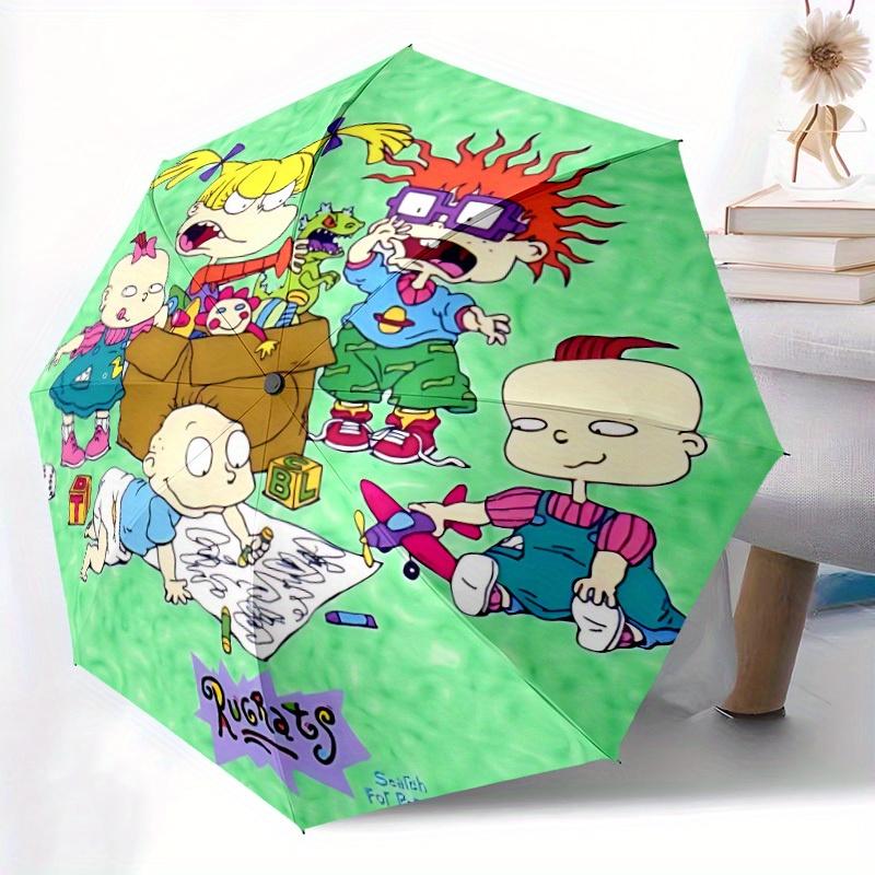 Rugrats Go Wild Automatic Umbrella - Foldable with 8 Iron Ribs, Portable for Outdoor, Gift, Outdoor Umbrell, Playful Accessory, Durable High