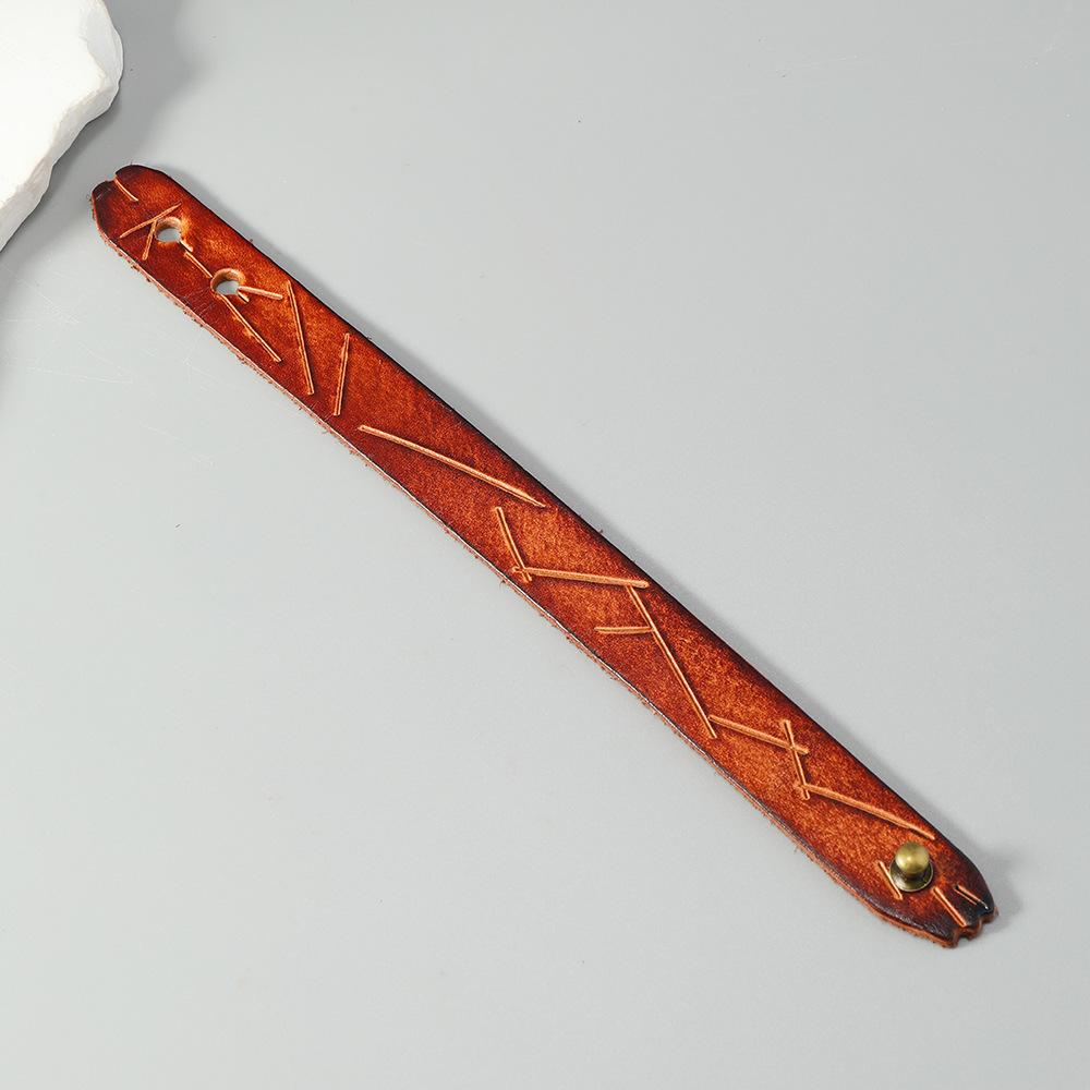 Vintage Hnědý Potištěný Obmotávací Náramek z Pravé Kůže Pánský Nastavitelný Náramek Punk Dámské Šperky Doplňky