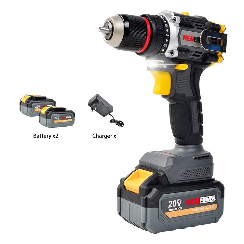 Brushless 20V Power Drill Cordless Electric Drill Set with 2 1500mAh Batteries 2 Variable Speed 231 Torque Setting