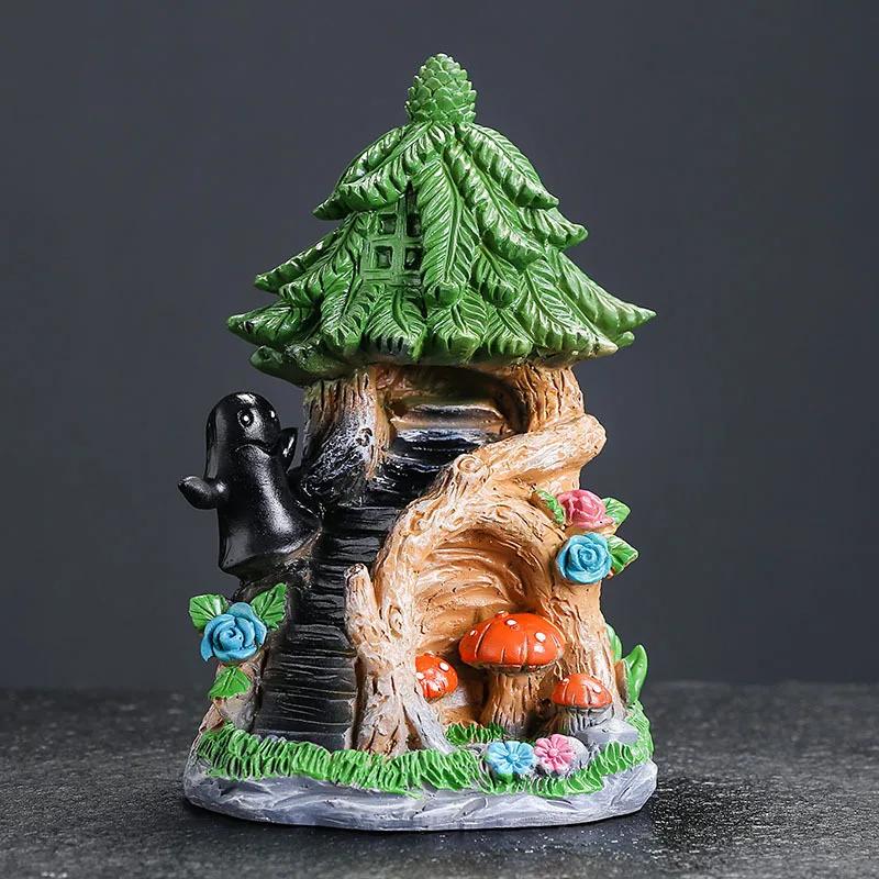 

Nordic Style Resin Christmas Tree Mushroom House Backflow Incense Burner for Christmas Decoration Home Decor (Without Incense)