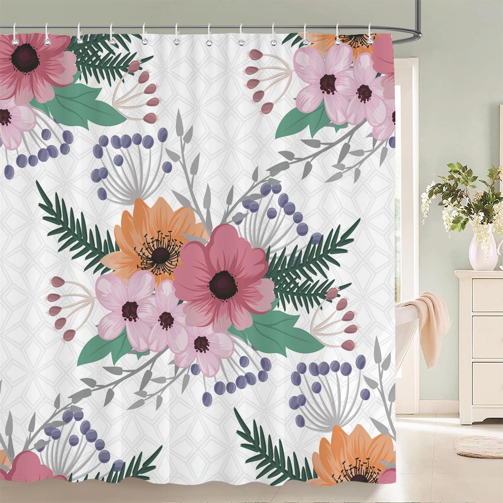 Fresh Pineapple Flower Tropical Green Plants Shower Curtain 3D Bath Screen Waterproof Fabric Bathroom Decoration Shower Curtains