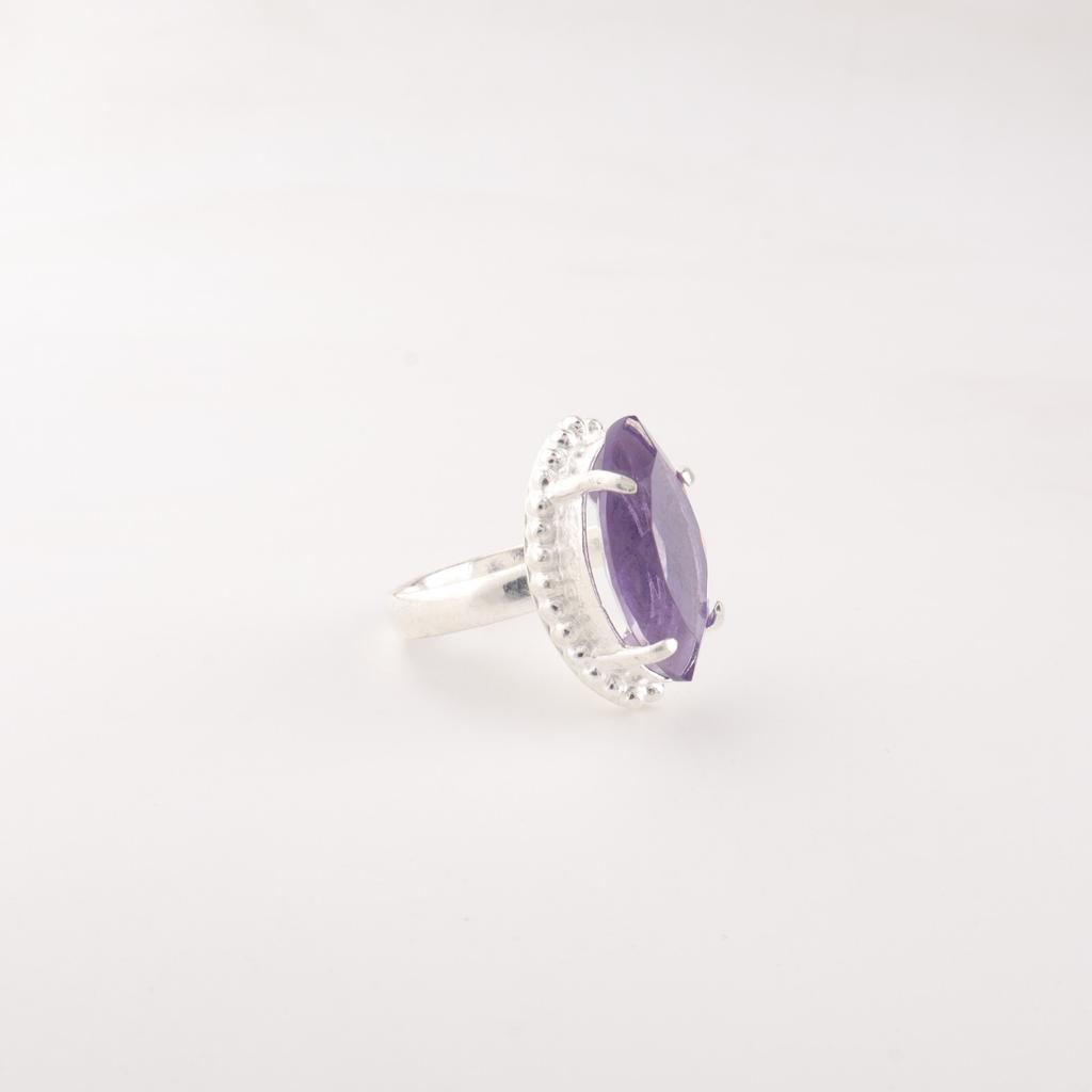 Purple Iolite Gemstone 925 Sterling Silver Handcrafted Jewelry Engagement Ring RR-64-3