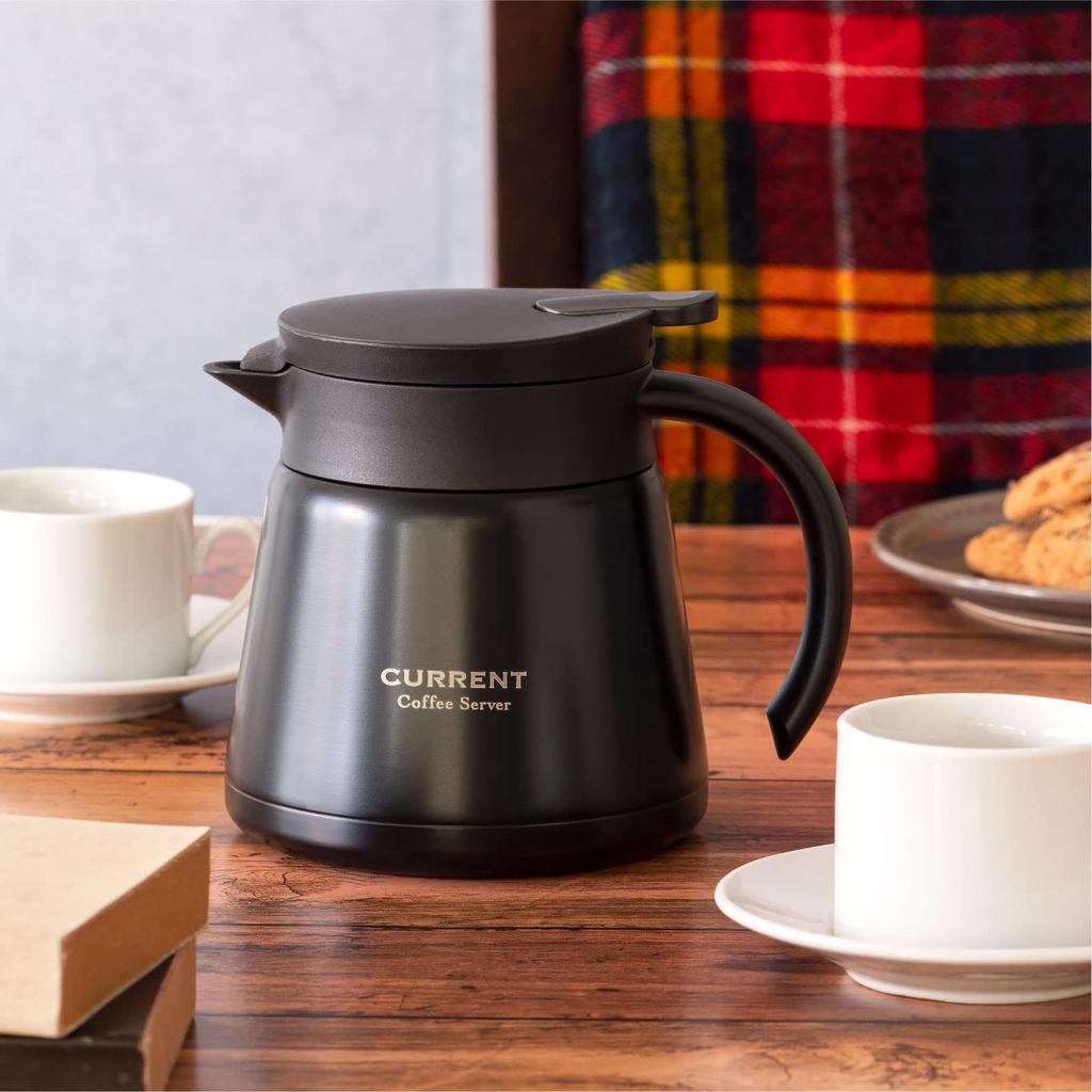 Atlas ACS-601BK Coffee Server, Unbreakable, Insulated, Thermos, 600ml, Stainless Steel, Vacuum Insulated, Direct Drip, Shatterproof