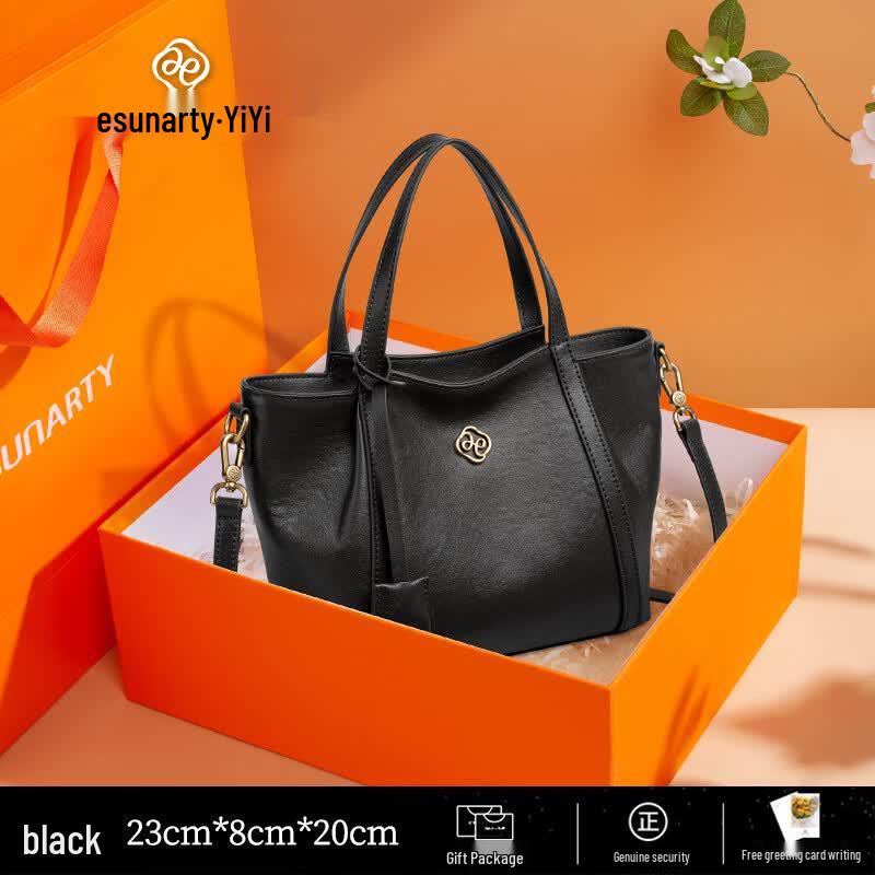 ESUNARTY Fashion Large Capacity Genuine Leather Tote Crossbody Bag