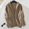 Vintage Autumn Winter V Neck Loose Knitwear Sweater Long Sleeve Solid Color Cardigan Top
