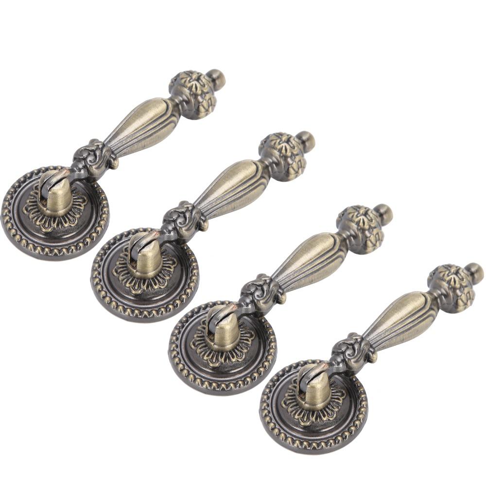 4 PCS Big Size Drawer Pulls Retro Copper Mounting Screws Bronze Tear Drop Pulls Zinc Alloy Cabinet Pull Handles Cabinet Upgrade