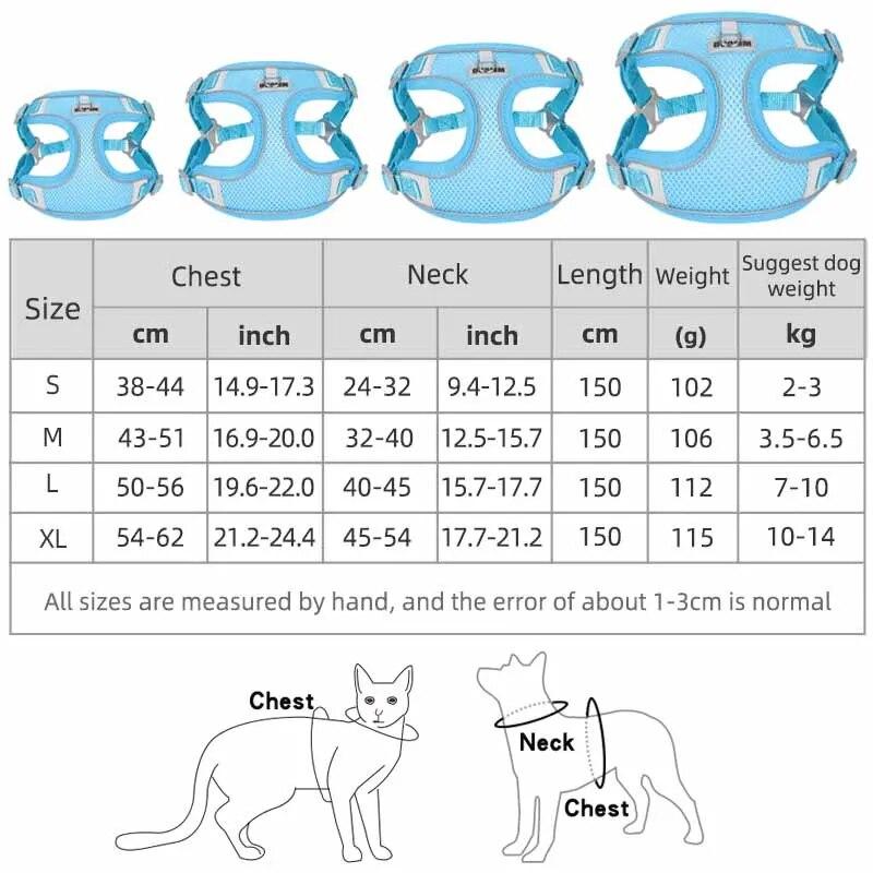 Puppy Chest Strap Chihuahua Harness Clothes Vest Small Medium Dog Harness Leash Set Pug Reflective Walking Straps Pet Supplies