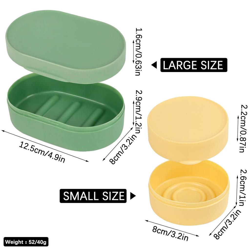 4 Pcs Travel Soap Box Holder Case, Portable Leak Proof Round Soap Dishes Container with Lid for Shower Gym Bathroom