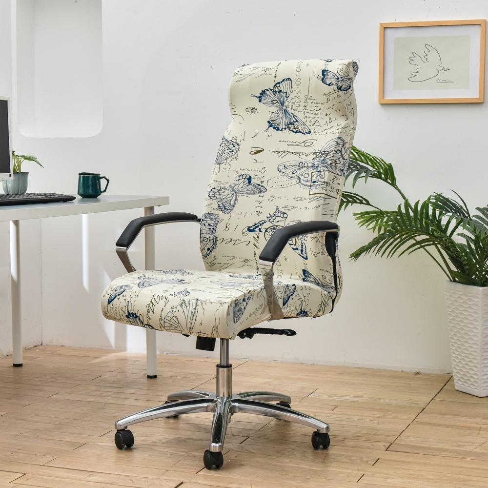 Coprisedia da ufficio con cerniera resistente, coprisedia da scrivania elasticizzato lavabile stampato, coprisedia da computer con schienale alto, coprisedile per sedia da ufficio