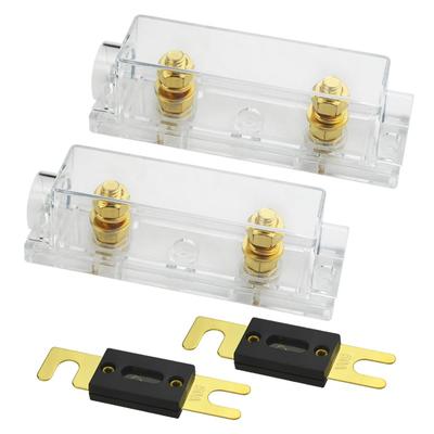 0/2/4 Gauge ANL Sicherungshalter mit 50A ANL Sicherung für Auto-Audio-Verstärker, 2er-Set, Vergoldet (50A)