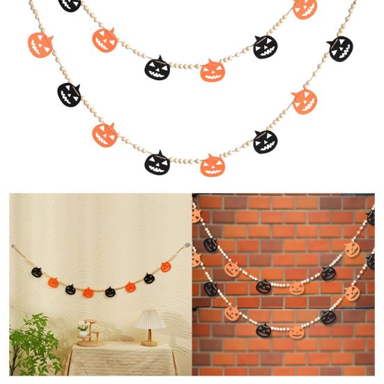 

Хэллоуин деревянная подвеска из бисера на нитке DIY Декор тыквы Хэллоуин настенная гирлянда в дверном проеме Праздничные украшения для дома Предметы первой необходимости для отдыха
