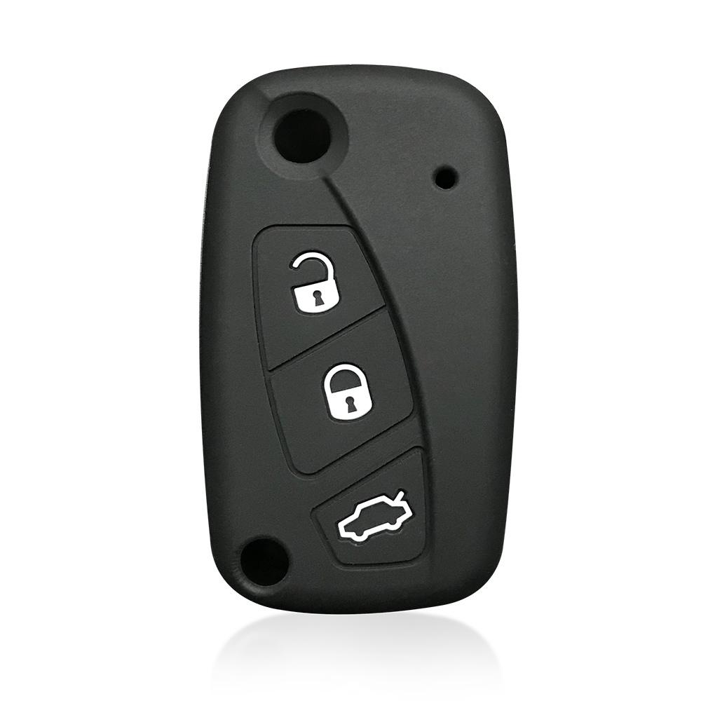 Soft Silicone Key Holder Cover For Fiat Grande Punto Panda Lancia Stilo Bravo 500 Ducato 3Buttons Filp Folding Car Accessories