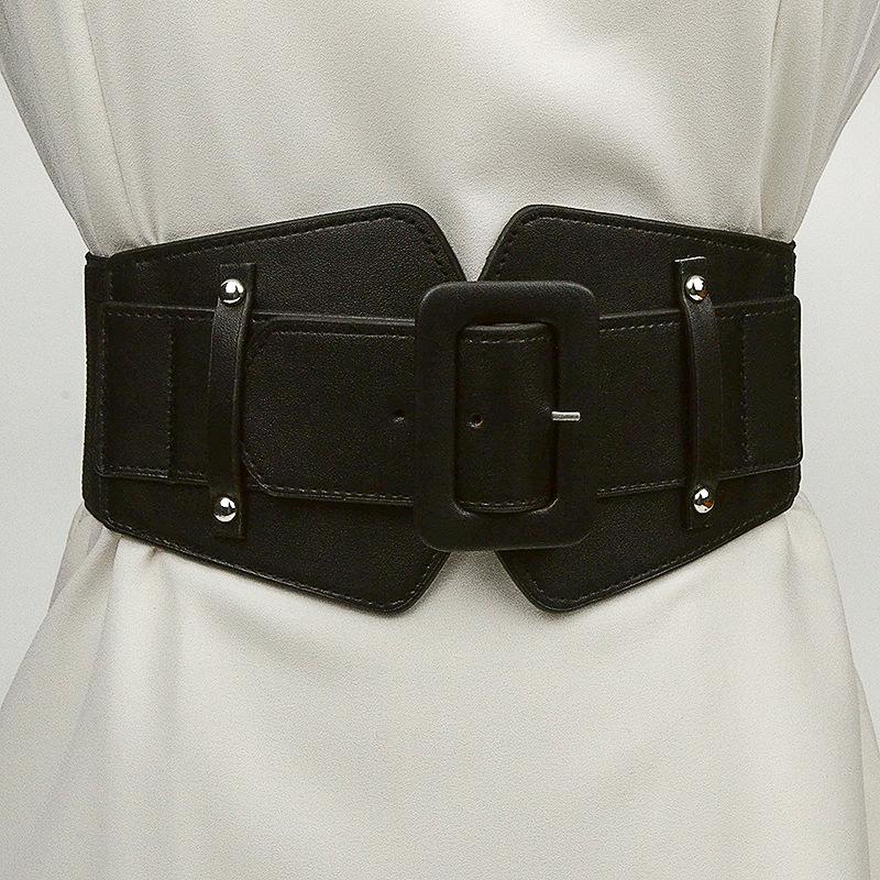 Women's Bag Buckle Elastic Belt Waist Seal Versatile Dress Coat Elastic Waist Seal Women's Decorative Elasticity