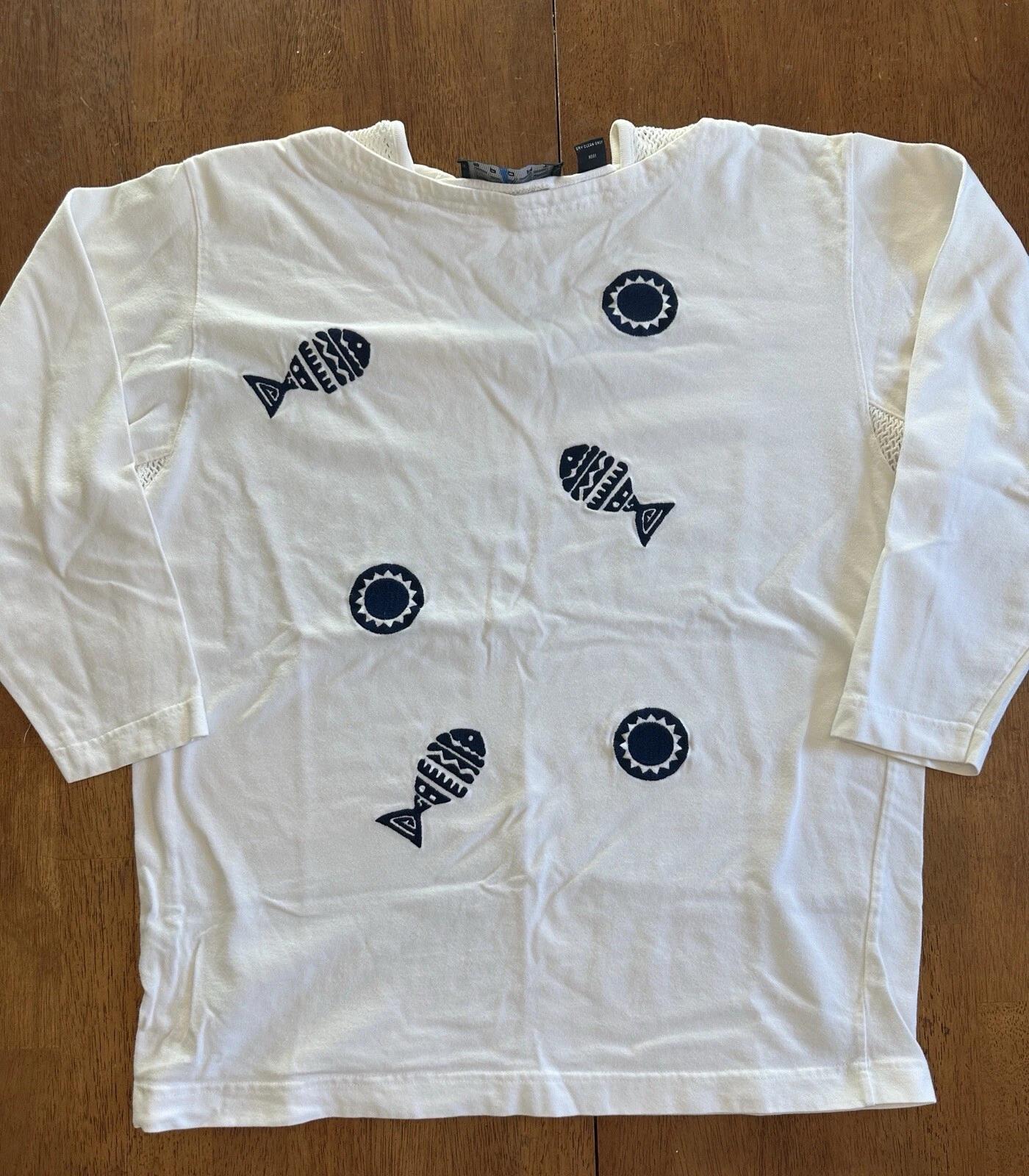 Vintage 90s Chaus Sport Fish Aztec Shirt Large Nature Art 2XL