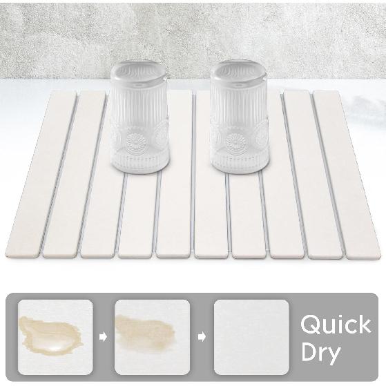 Large Stone Dish Drying Mat for Kitchen Counter, 24"(L)×16"(W) Fast Dry Super Absorbent Collapsible Dish Drying Mats, Eco-Friendly Diatomaceous