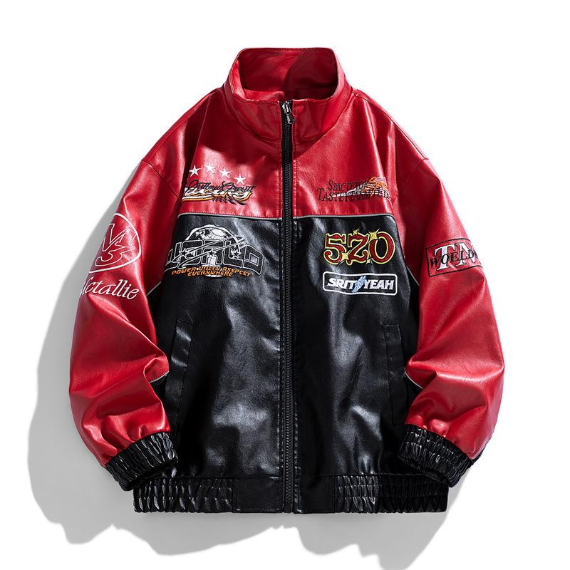 

Красочная кожаная куртка Мужская кожаная куртка Мужское пальто Весна и Осень Универсальный мотоциклетный костюм M чёрный