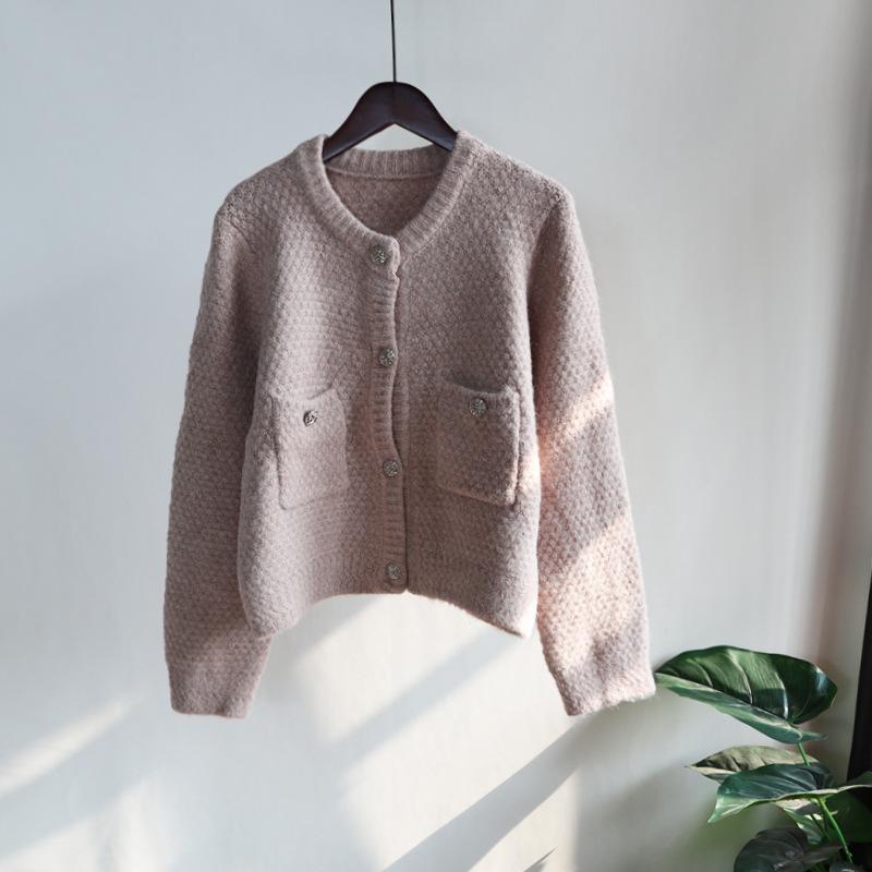 

синий трикотажный кардиган Xiaoxiangfeng женский весенний новый 2025 корейская версия свободный ретро темперамент куртка-свитер one size fits all абрикосовый