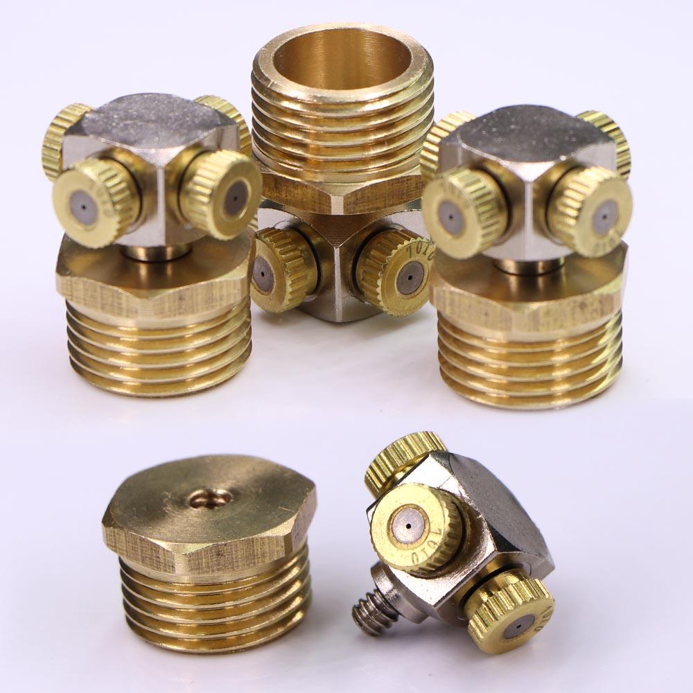 4-holes 0.1-1.0mm Fine Atomizer Sprayer Misting Nozzle 1/2" 20mm Brass Joint Garden Irrigation Humidification Cooling Watering