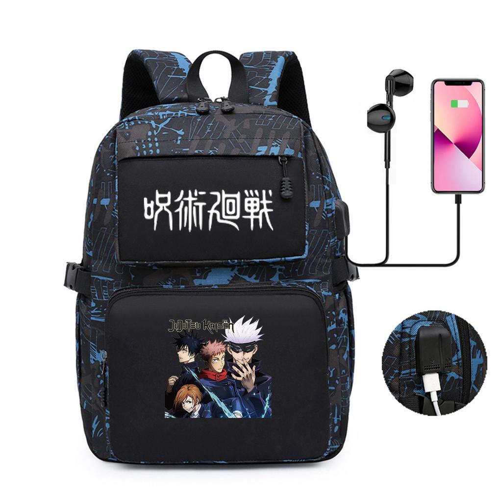 Spell Peripheral Printed Backpack Youth School Bag Usb Computer Bag Outdoor Backpack Men And Women