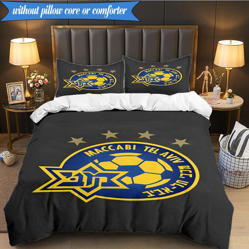3PCS Maccabi Football Club Printed Soft Bedding Set,Including 1pc Duvet Cover And 2pcs Pillowcases Perfect for Bedroom, Dormitory, Fan gift
