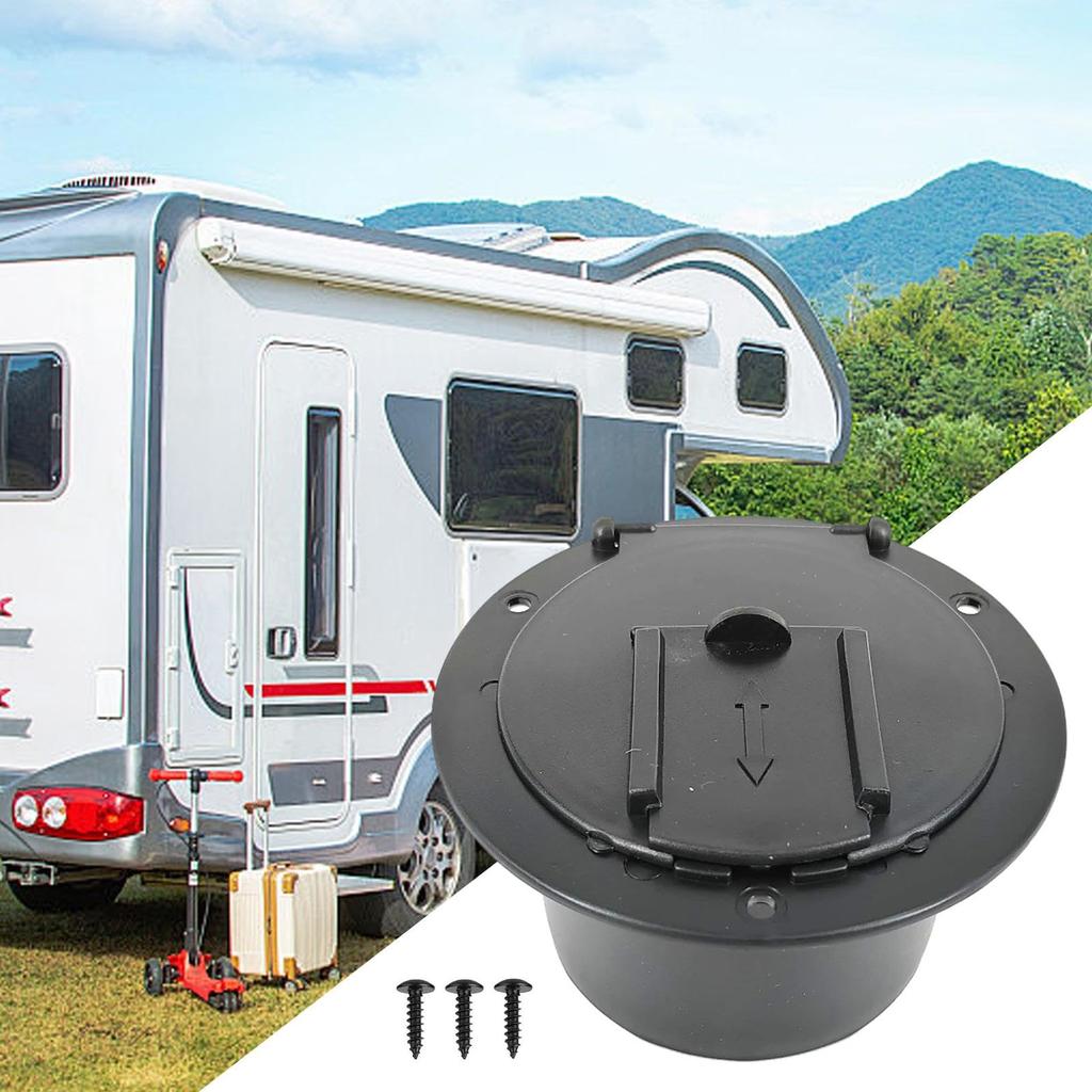 RV Plug Cover, RV Power Cord Cover | Black RV Cord Hatch Cover with