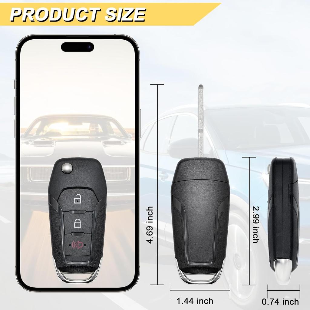 Key Fob Replacement for 2015- Ford F-150/ 17-22 F-250 F-350 F-450 F-550/ 16-20 Explorer/ 16-23 Ranger/ 21-22 Bronco/ 18-23 EcoSport Car Keyless Entry