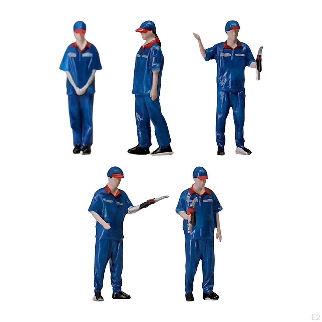 Hand Painted 1/64 Miniature Model Gas Station People Figures Diorama Accessories Scenario Children