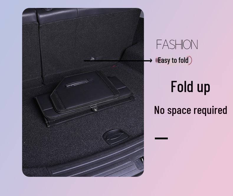 Car Leather Interior Organizer: Large Capacity Folding Trunk Storage Box