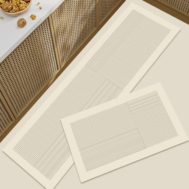 Floor Mat For Kitchen Waterproof Non-Slip Oil-Proof Carpet Minimalist Line Texture Long Size Rugs Entrance Home Decoration Mats