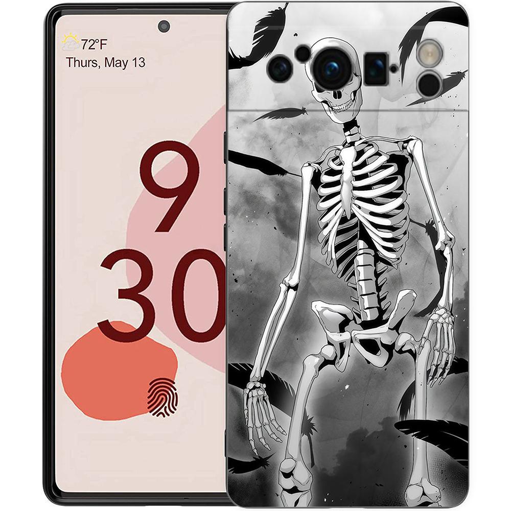 

Чехол для телефона Google Pixel 8 7 6 Pro 8A 7A 6A, ТПУ-оболочка, Мягкий силикон, Ударопрочный, Черная крышка, Забавный скелет Pixel 7 Pro
