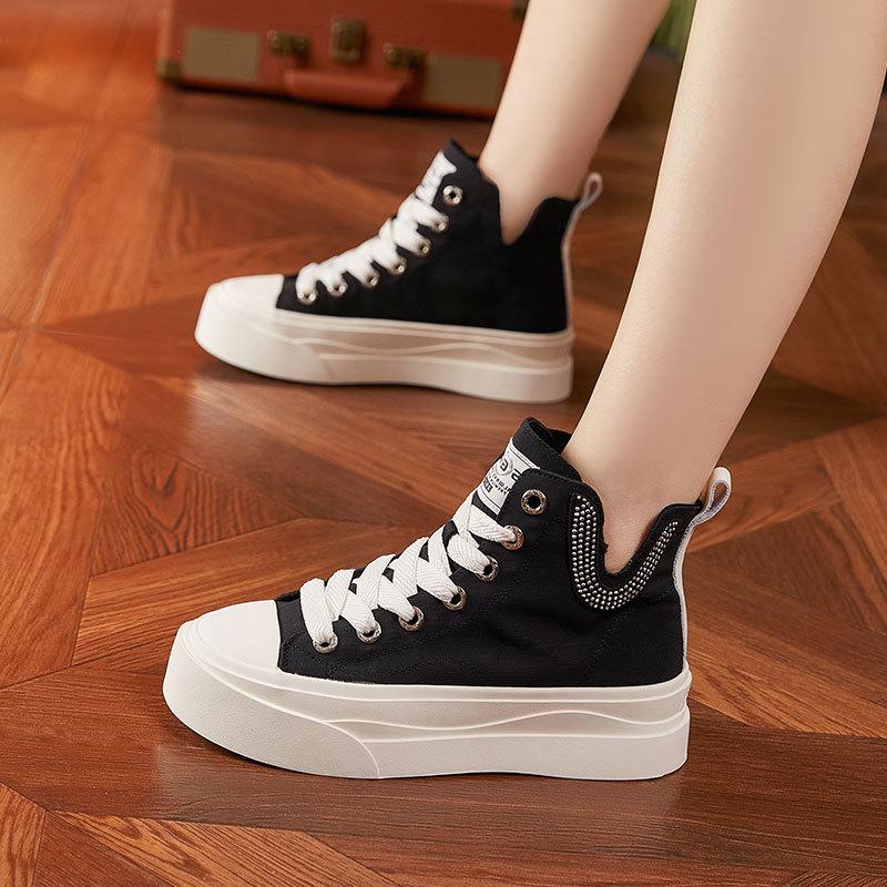 High-top Canvas Shoes Women's 2025 Summer New Breathable Mesh Sandals Student Red Fashion Versatile Casual Board Shoes