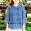 ZANZEA Womens Summer Casual 3/4 Sleeve Patchwork Embroidered Lace Blouse
