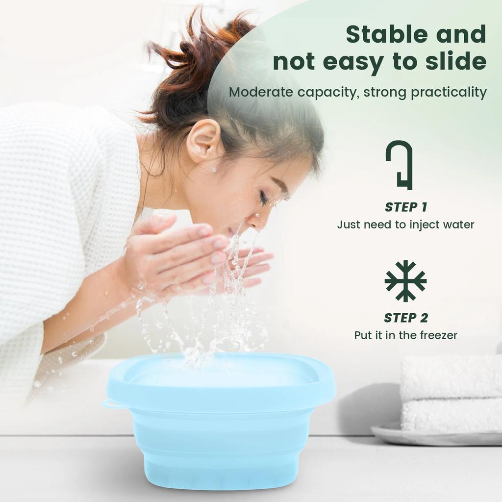 Foldable Silicone Facial Wash Basin Portable Collapsible Beauty Bowl for SkinCare Hair Washing,Travel Friendly Spa Ice Face Bowl